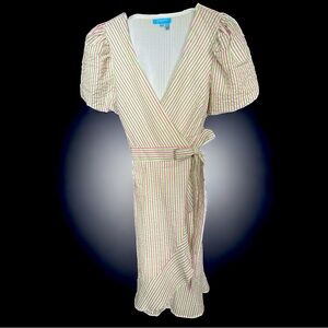 Seersucker green/pink XS wrap dress